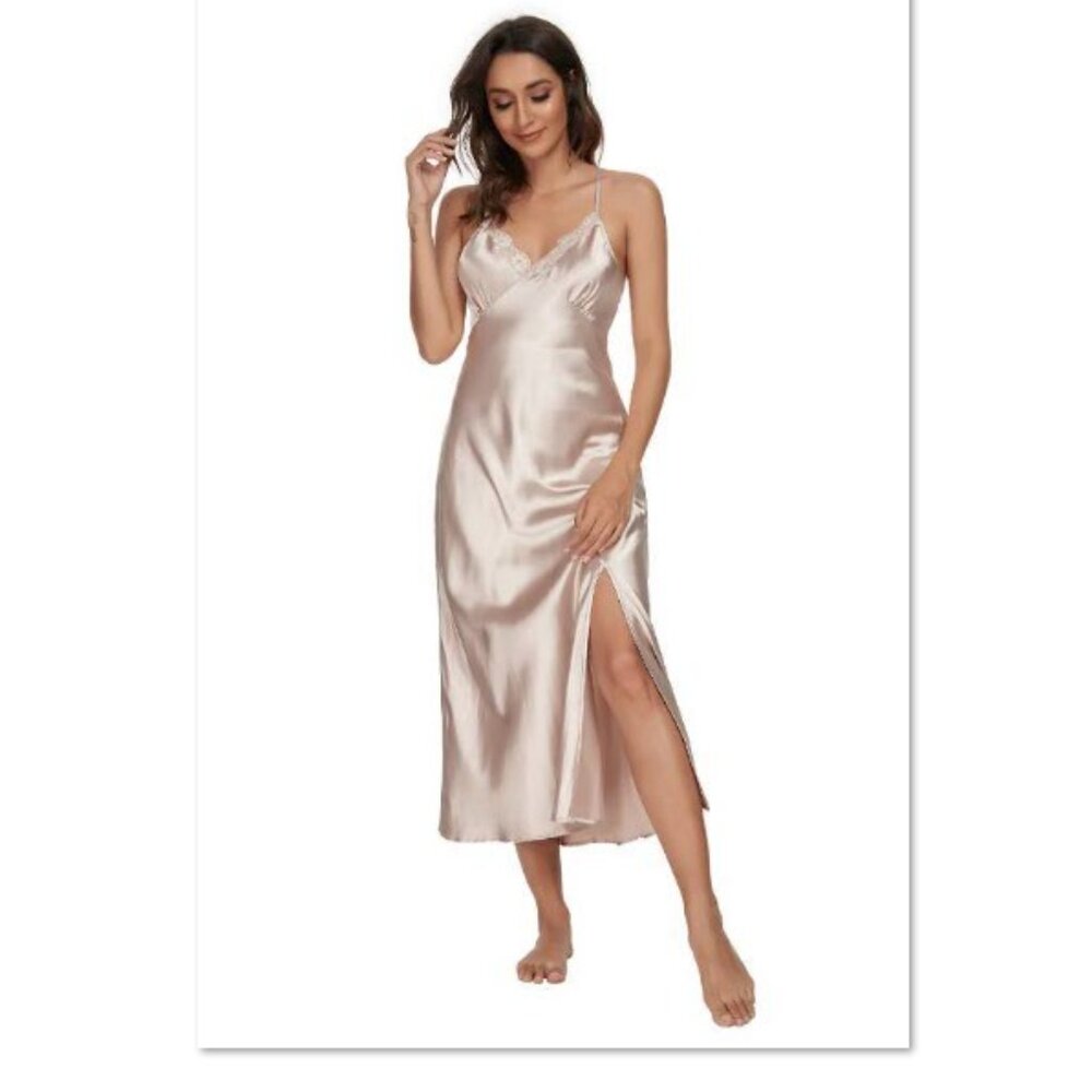 Silk Satin Nightgown Sexy Lace Chemise Lingerie - NWT - Picture 2 of 3
